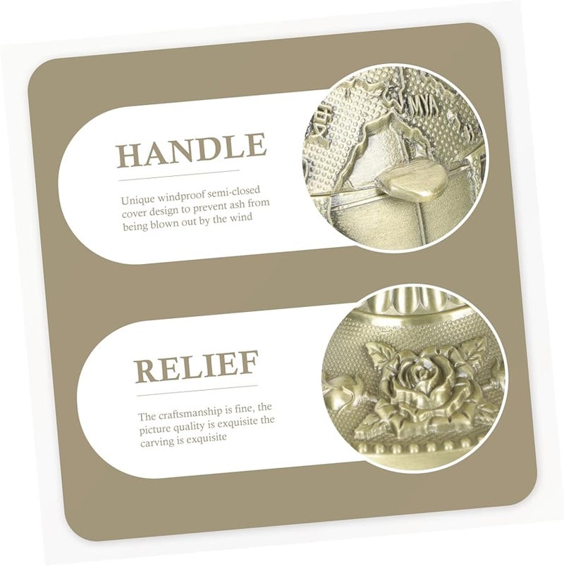 صحن رماد كرة أرضية كلاسيكي مقاوم للرياح مع غطاء، لتزيين وتخزين سطح المكتب للمكتب والمنزل - Image 5